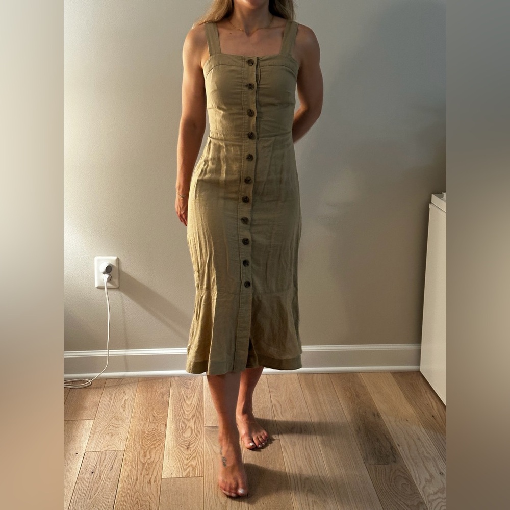 Banana Republic Olive Tie-Back Midi Dress